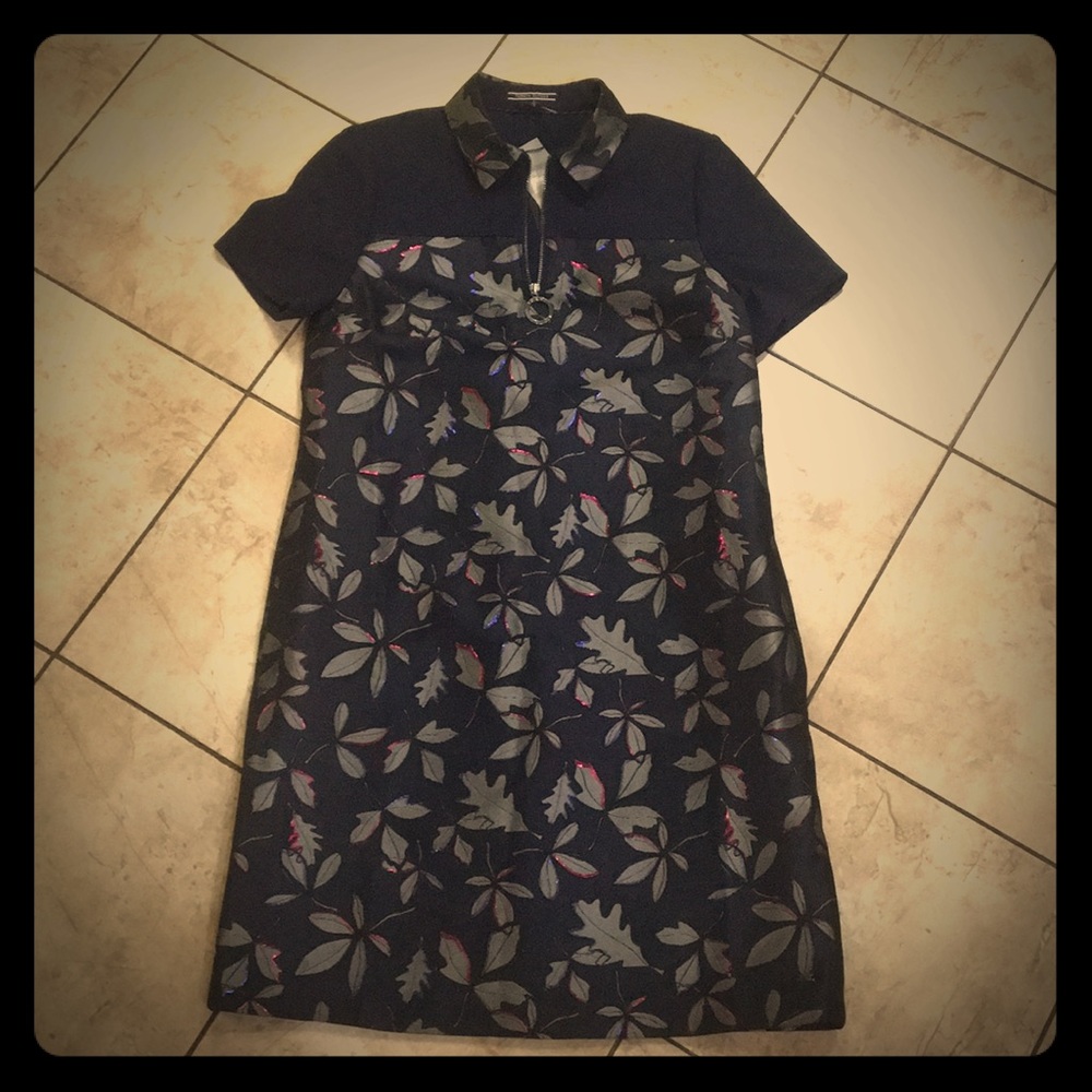 NWT Tommy Hilifger leaf navy dress